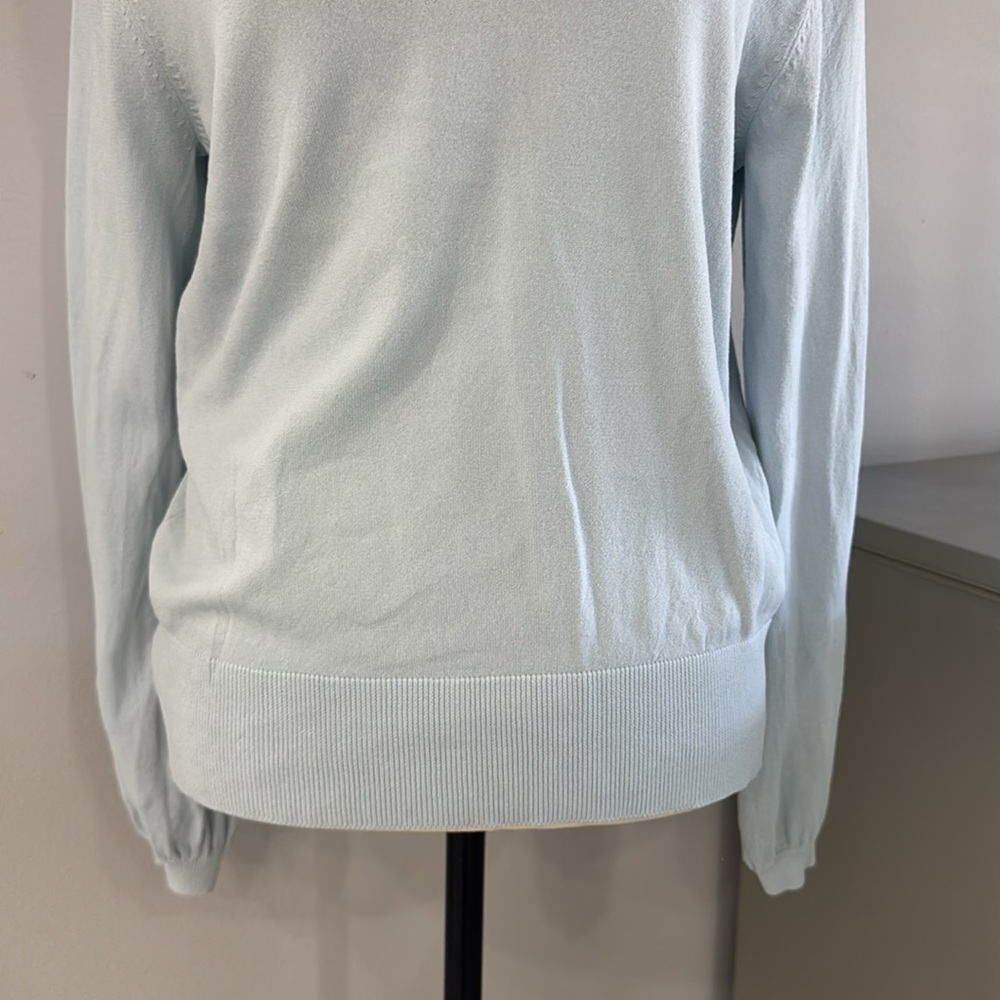 Bogari Light Blue Sequin Silk Sweater. Sz L - Picture 3 of 9